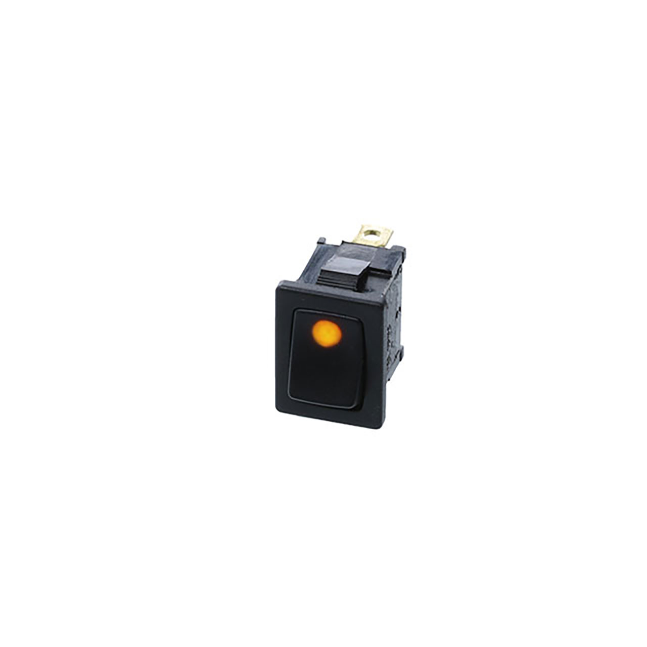 Mini Rocker - 3P SPST OFF-ON Amber LED Dot