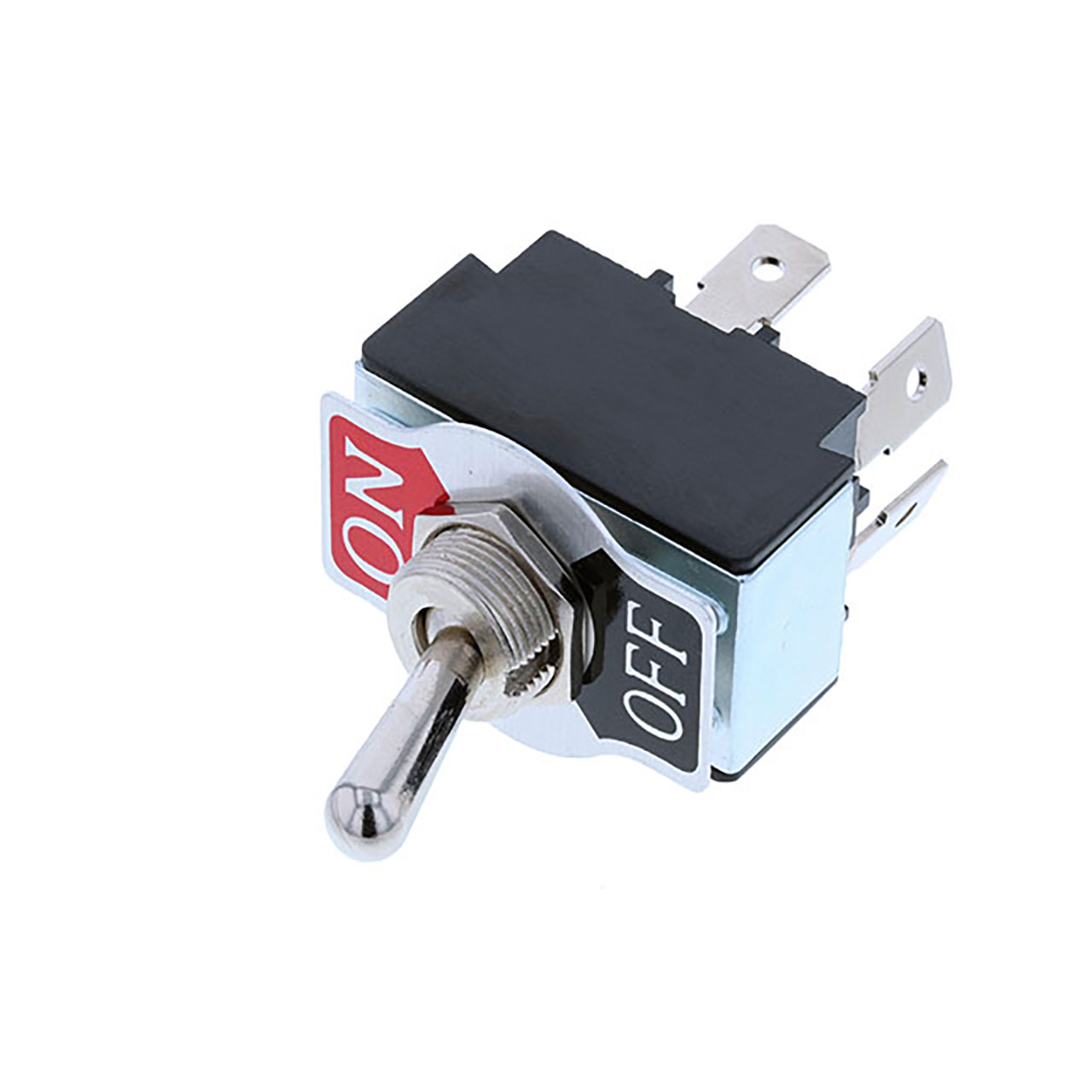 Toggle - 4P DPST OFF-(ON) Tab Chrome Bat Actuator with ON OFF Label