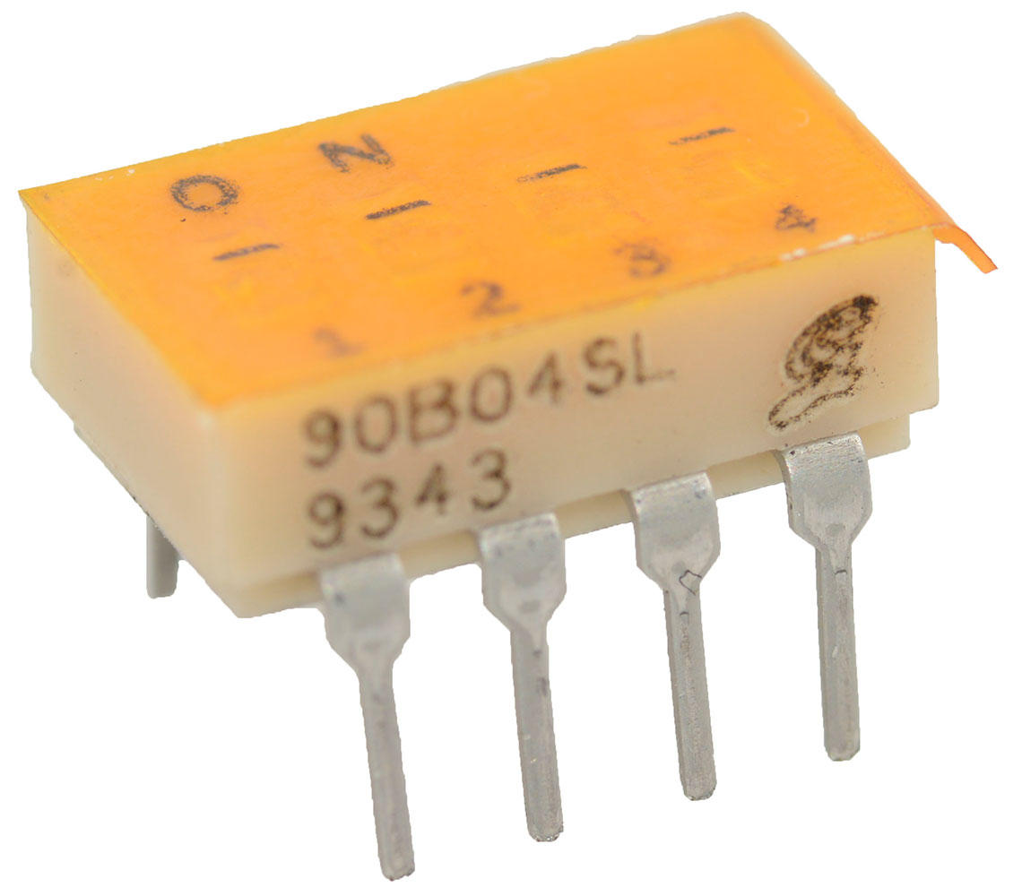 DIP Switch SPST 4 Position Through Hole Slide (Standard) Actuator 25mA 24VDC