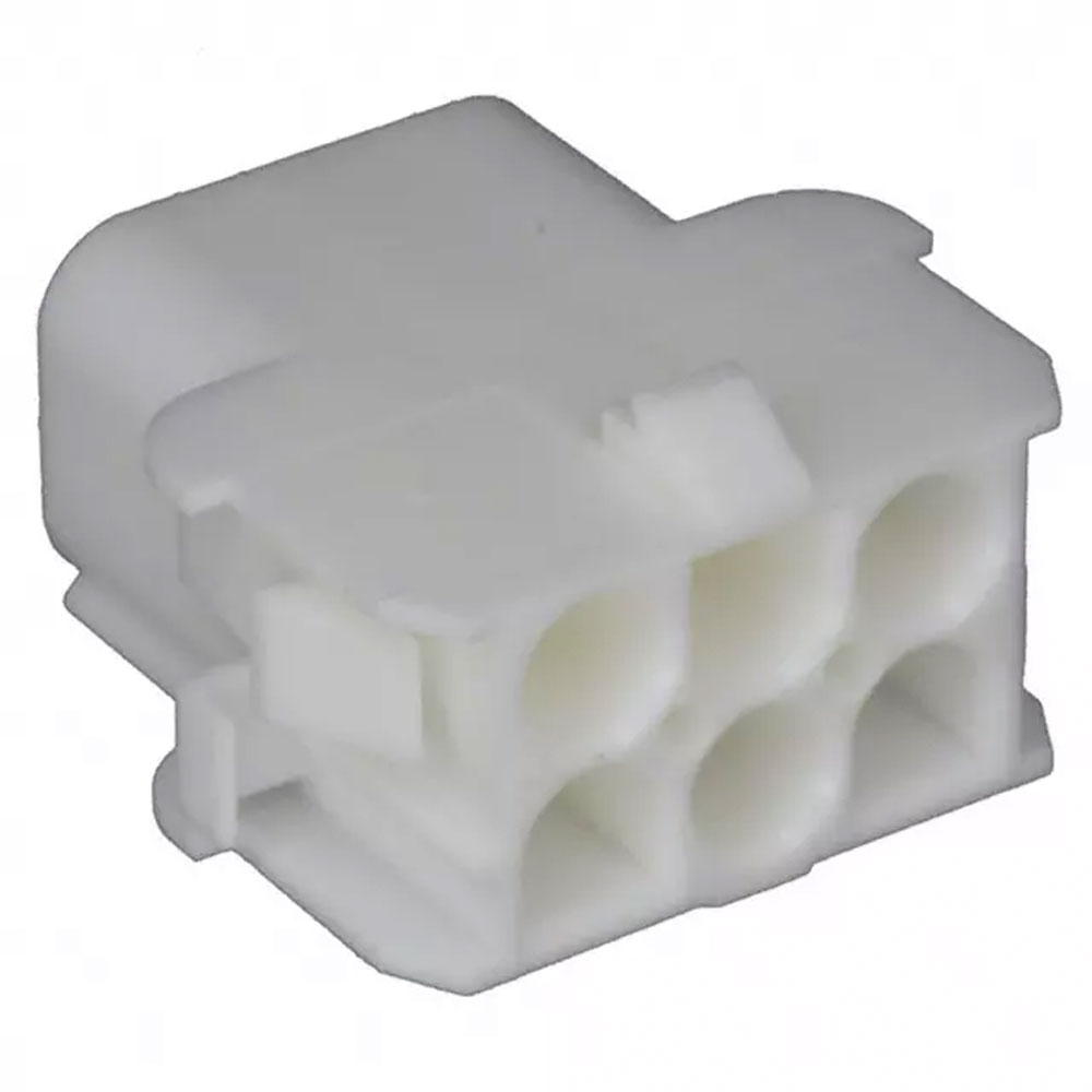 Universal MATE-N-LOK 6-Position 2-Row Receptacle Housing for Male or Female Contacts 0.25" (6.35mm) Panel Mount Crimp