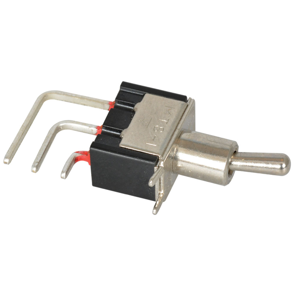 Toggle Switch Single Pole Double Throw SPDT ON-ON (M148PC) Right Angle PCB 6A 125VAC 1/4 Inch Mounting Hole