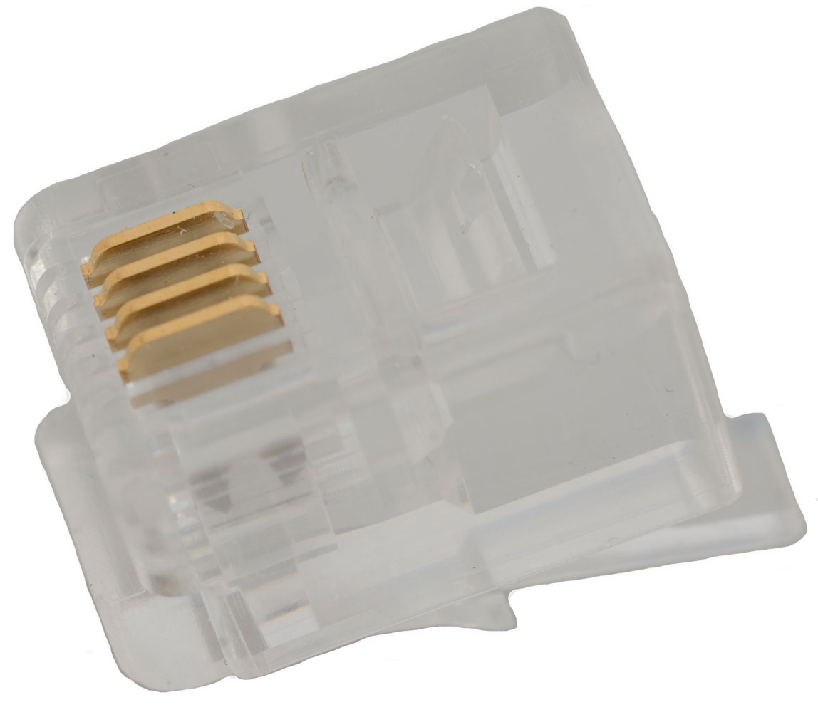 Connector RJ11 Plug 6P4C 6 Position 4 Contact Straight Cable Mount