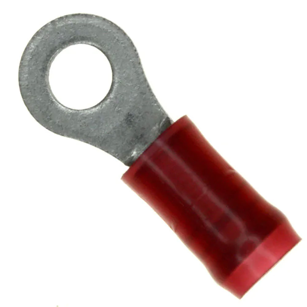 Ring Terminal 6 Stud Circular 16-22 AWG Crimp Insulated Red Tape
