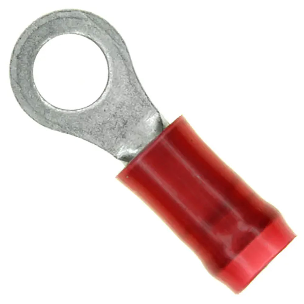 Ring Terminal 8 Stud Circular 16-22 AWG Crimp Insulated Red Loose Piece