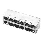 Connector RJ-45 Female 64 Position 2.54 mm Solder Right Angle Thru-Hole 64 Terminal 8 Port Cat 5