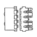 Connector Wire to Board Header 4 Position 5.08 mm Solder Right Angle Thru-Hole
